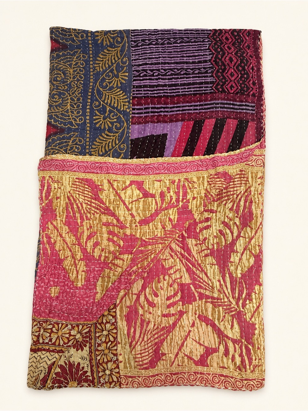 Kantha Patchwork Reversible Throw Blanket NWOT